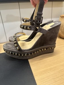 Christian Louboutin Cataclou Grey Espadrille wedges, SZ 38 - Picture 1 of 6