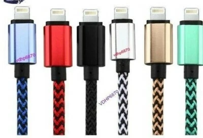 Лот 6 x шнуры плетеный USB зарядное устройство кабель Apple iPhone10 11 12 13 14 iPad Mini - Изображение 1 из 4