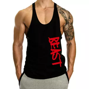 Men's Sleeveless Fitness Vest Training Singlet Gym Tank Top Muscle Athletic Vest - Picture 1 of 10