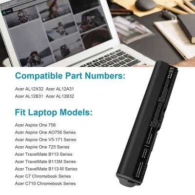 Batería para Acer Aspire AL12X32 AL12A31 AL12B31 AL12B32 Aspire One 756 5200mAh Foto 1 de 4