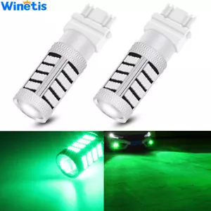 2pcs Green 92-4014-SMD LED DRL Daytime Running Lights Bulbs 3157 3156 4114 4157 - Foto 1 di 8