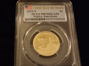 2022-S   $1  Native American     First Day Of Issue    PCGS PR 70 DCAM - Picture 1 of 2