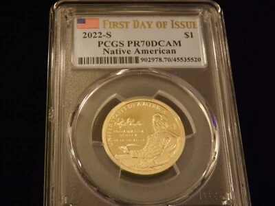 2022-S   $1  Native American     First Day Of Issue    PCGS PR 70 DCAM - Image 1 of 2