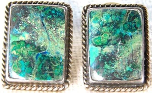 Vintage Signed Miguel Taxco Mexico Sterling Silver Turquoise Stud Earrings - Picture 1 of 4