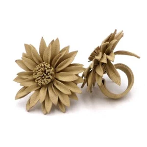 Vintage Ring Blume Gänseblümchen Farbe ecru Leinen Leder Einheitsgröße - Bild 1 von 3