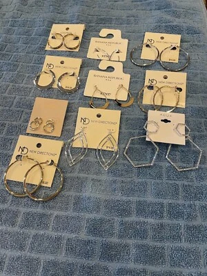 LOTE de Brinco Argolas Várias Moda Perfurada 10 Pares NOVO Banana Republic Aqua mais - Imagem 1 de 4