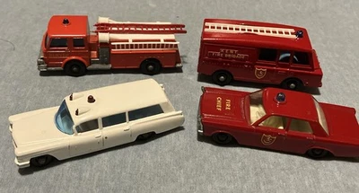 Lote de camiones Matchbox Lesney vintage diecast ambulancia de emergencia escalera de bomberos Foto 1 de 4