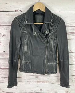All Saints Cargo Biker 6 Lederjacke schwarz distressed - Bild 1 von 14