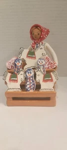 Hungarian Folk Art Pottery Figurine Signed 2019 Woman At Market Handmade 5" H - Picture 1 of 7