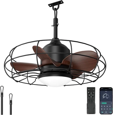 20" Outdoor Ceiling Fan with Lights,Ip65 Waterproof Gazebo Hanging Fan with Remo - Image 1 of 4