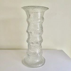 Vintage Tapio Wirkkala Style Vase Frost Ice Icicle Glass Textured 7 in. - Picture 1 of 2