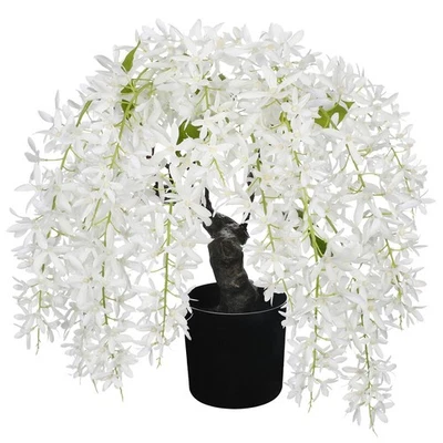 Árbol bonsai artificial con flor de glicina blanca de 13,8 pulgadas de alto con madera realista Foto 1 de 4