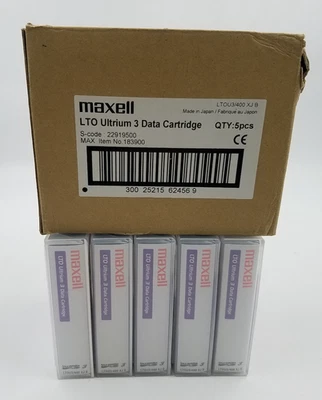 Lote de 5 - Cartucho de cinta de datos Maxell LTO Ultrium 3 400 GB 800 GB - Nuevo sellado Foto 1 de 4