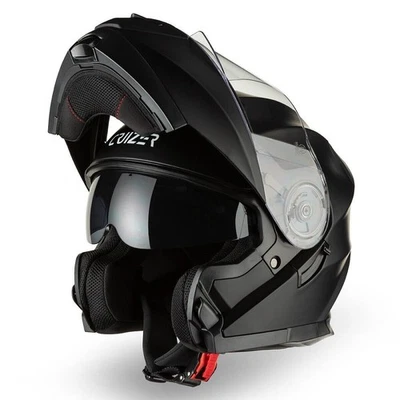 CRUIZER Casco Moto Modulare Doppia Visiera Trasparente Sole Nero Opaco ECE 2206 - Immagine 1 di 3