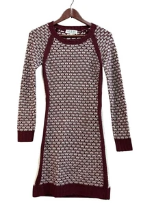 Rosa Rose Damen Burgunderrot & Creme Strick Pullover Kleid S - Bild 1 von 6