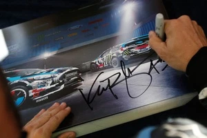 Ken Block (USA) Ford Fiesta signs autographs for the fans 2014 Rally Old Photo - Picture 1 of 1