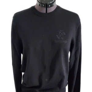 Roberto Cavalli Men’s Sweater Medium Black Wool Monogram Crew Neck Pullover - Picture 1 of 7