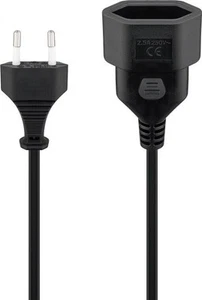 3x Verlängerungskabel Eurostecker, 2 m, schwarz; Eurostecker (Typ C, CEE 7/16) > - Bild 1 von 1