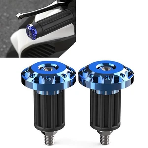 7/8'' Motor Blue Dirt Bike CNC Handlebar Grips Handle Bar End Cap Plugs Slider - Imagen 1 de 8