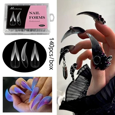 Manicure Tool Full Cover Curved Stiletto False Nails Fake Nail140pcs/Box - - Image 1 of 4