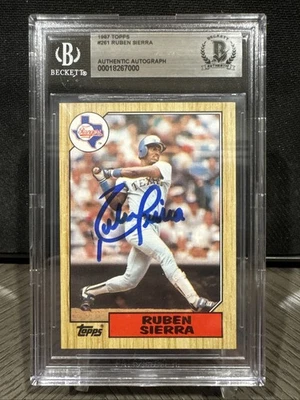 1987 Topps - Ruben Sierra #261 (RC) Beckett auténtico firmado automáticamente Foto 1 de 2