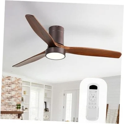  52 Inch Low Profile Ceiling Fans with Lights and Remote, Modern 3 Solid Brown - Image 1 of 4