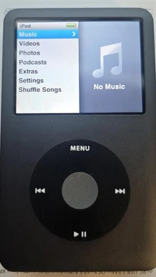 IPOD CLÁSSICO CINZA 6ª GERAÇÃO METAL! RODA CLICK PRETA EM EXCELENTE ESTADO! - Imagem 1 de 4