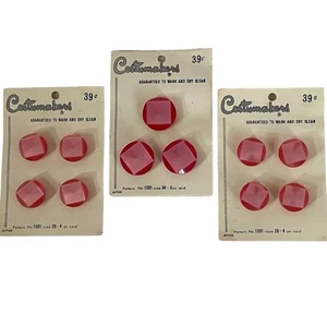 Lot of 3 Vintage Pink Lucite Shank Button Cards Round Advertisement Prop - Picture 1 of 9