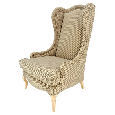 Tall Back French Provincial Cabriole Legs White Wash Finish Legs Wing ArmChair - Image 1 of 4