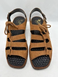 Rieker Suede Sandals Lace Up Brown Slingback Size 39 EU / 8 US - Picture 1 of 7