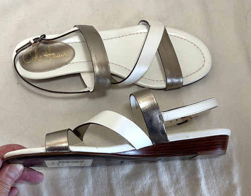 NIKE NUOVI sandali bassi vintage donna Cole Haan Air Mia bianco argento pelle 7 5 B