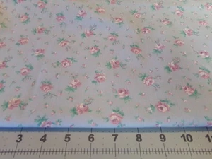 1 YD X 60" VINTAGE  CALICO ROSE ON LIGHT BLUE by JOAN KESSLER CONCORD COTTON#666 - Picture 1 of 4