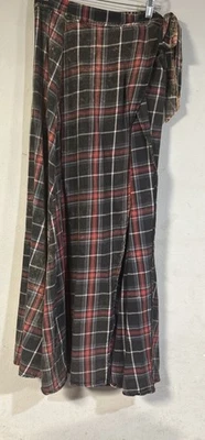 Vintage Havana Black /Red Plaid A-line Maxi Wrap Skirt Womens L , Distressed,NWT - Image 1 of 4