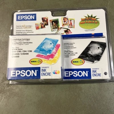 EPSON TO44120 & TO44520 NEW 4 individual cartridges Black & Multi Color SEALED - Image 1 of 4