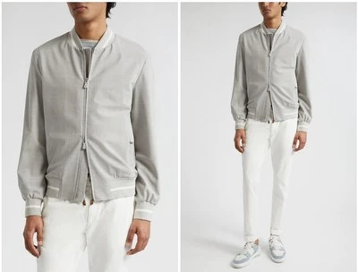 Eleventy Men's Grey Stretch Wool Bomber Jacket Size 48 IT - Image 1 of 4