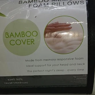 ALMOHADAS DE ESPUMA VISCOELÁSTICA DE BAMBÚ FUNDA DE BAMBÚ TAMAÑO KING - 19X36 - VERDE/BLANCO Foto 1 de 4