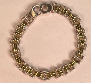 Bracciale vintage Coro smalto bianco foglia oro - Foto 1 di 5