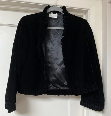 Chaqueta Bolero Vintage Terciopelo Negro Muy Pesada Talla M Forro Satinado Foto 1 de 4