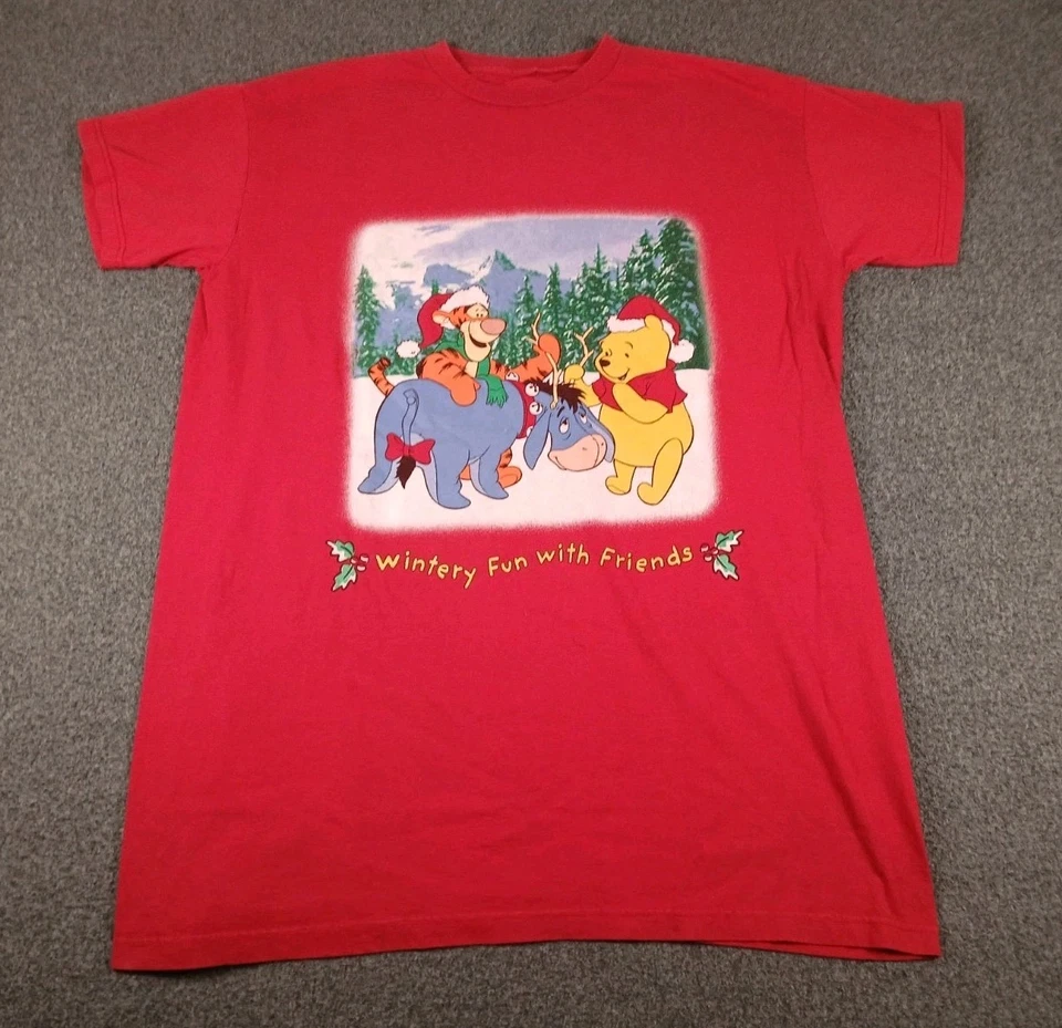 Camiseta Vintage Winnie The Pooh Tigger Natal Feriado Adulto Tamanho Único Vermelha - Imagem 1 de 4