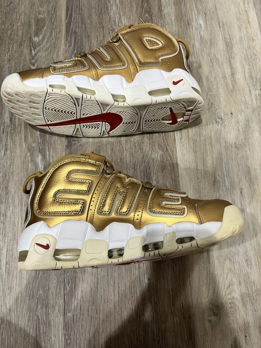 Nike Supreme x Air More Uptempo Metallic Gold for Sale