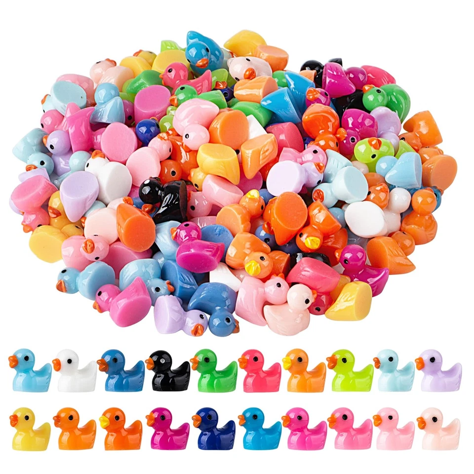 200 pcs Mini Ducks 20 Colors Resin Dollhouse Decor Fairy Garden Aquarium Gifts - Image 1 of 4