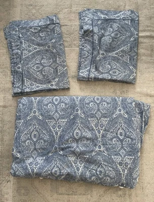 Restoration Hardware Full Queen Duvet Cover & 2 Std Shams Blue Paisley *READ - Image 1 of 4