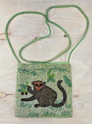 Bolso sin asas mono con cuentas vintage bolso boho bolso de mano de la India HERMOSO Foto 1 de 4