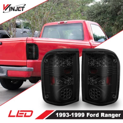 Fits 1993-1997 Ford Ranger LED Tail Lights Black Smoke Rear Brake Lamps  Pair Foto 1 de 4