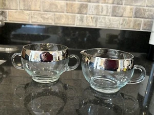 West Virginia Glass Silver Rimmed Creamer And Sugar Bowl - Picture 1 of 4