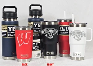 Wisconsin Badgers YETI Laser Engraved Tumblers, Mugs, Can Colsters and Bottles - Picture 1 of 3