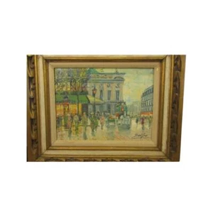 Pintura al óleo sobre lienzo - Escena callejera francesa de Dolfs - Imagen 1 de 10