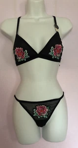 New Look Size 12 Flower Embroidered Bralet and Thong Set - Picture 1 of 5