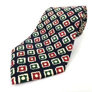 Lands End Luxury Tie Blue Red Green Abstract Geometric Silk Necktie 57" x 3.75" - Picture 1 of 6