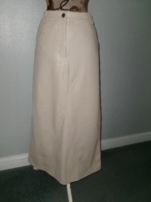 RIVER ISLAND CREAM FAUX LEATHER SIDE POCKET MIDAXI SKIRT SIZE 8 - Image 1 of 4